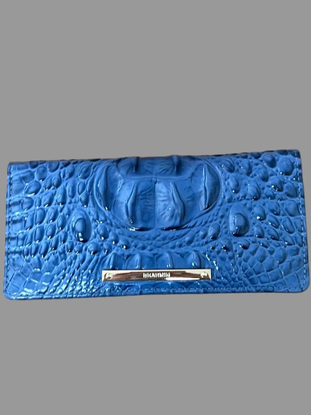 Brahmin blue "croc" leather Ady wallet